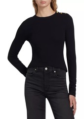 FRAME Button-Shoulder Crewneck Sweater