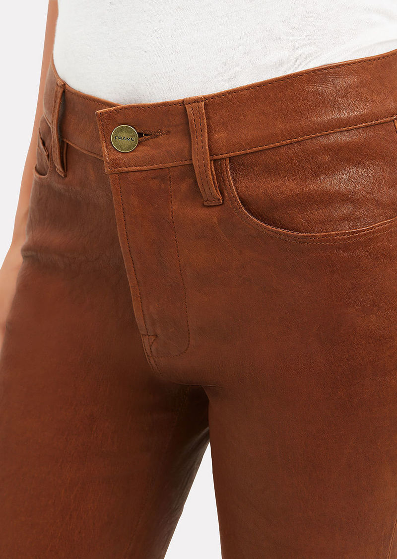 frame cognac leather pants