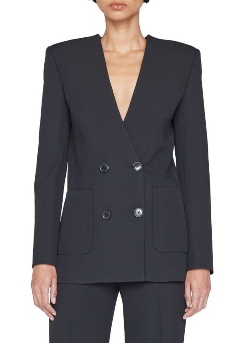 FRAME Collarless Double-Breasted Blazer