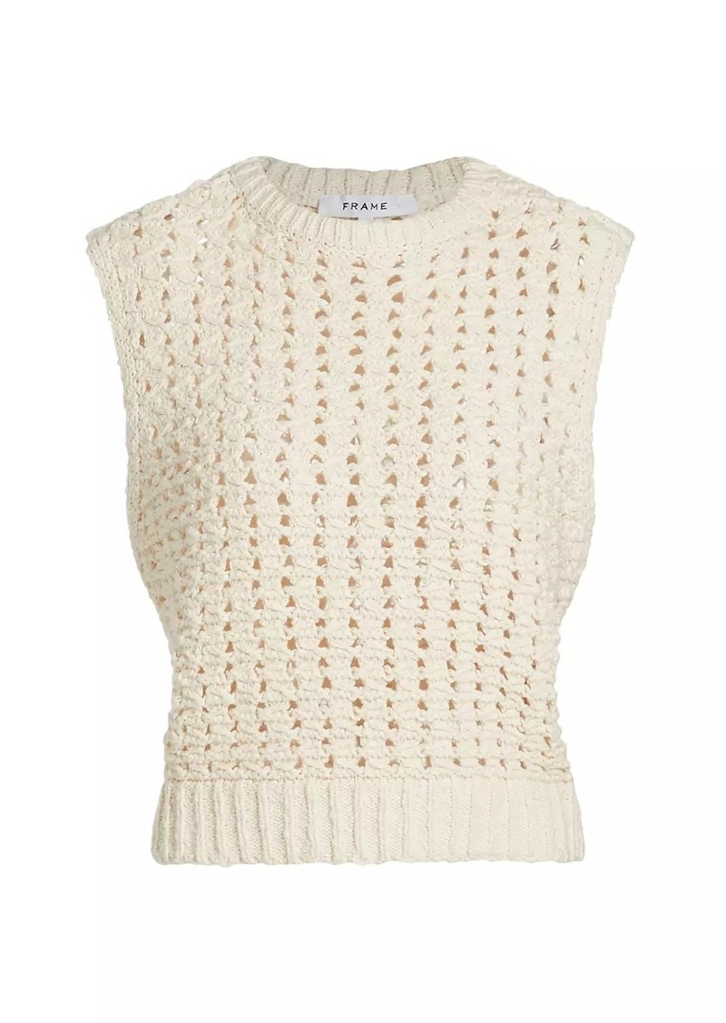 FRAME Cotton Crochet Sleeveless Sweater