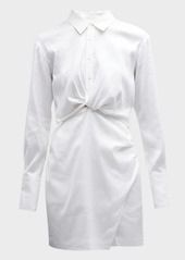 FRAME Cotton Long-Sleeve Twist Mini Dress