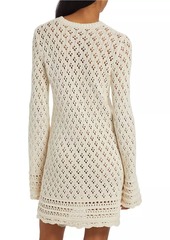 FRAME Crochet Long-Sleeve Minidress