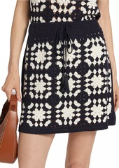 FRAME Crochet Tassel Drawstring Miniskirt