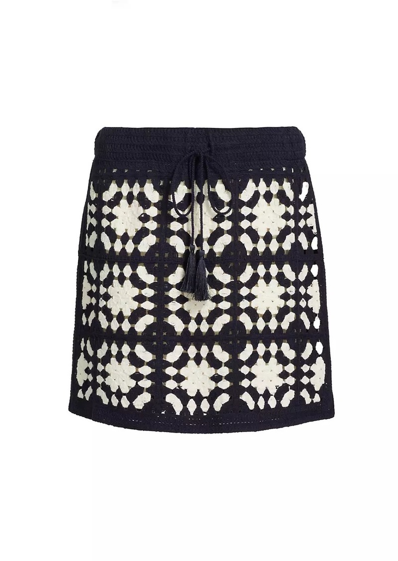 FRAME Crochet Tassel Drawstring Miniskirt