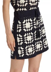 FRAME Crochet Tassel Drawstring Miniskirt