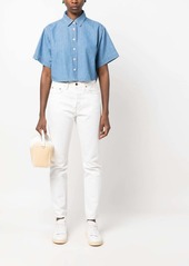 FRAME cropped cotton-linen shirt