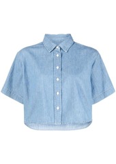 FRAME cropped cotton-linen shirt