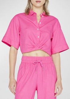 FRAME Cropped Twist-Front Shirt