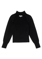 FRAME Cut-Out Turtleneck Cashmere-Blend Sweater