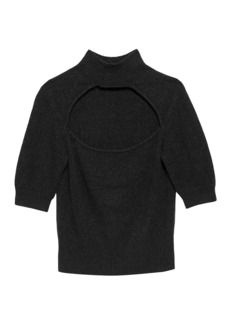 FRAME Cut-Out Turtleneck Short Sleeve Sweater