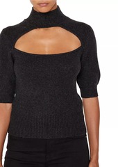 FRAME Cut-Out Turtleneck Short Sleeve Sweater