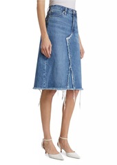 FRAME Deconstructed Denim Midi-Skirt