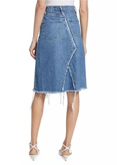 FRAME Deconstructed Denim Midi-Skirt