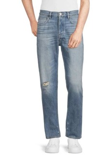 FRAME Distressed Faded Straight Jeans