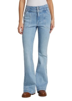 FRAME Double Button Mid Rise Flared Jeans