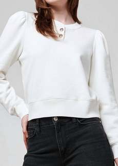 FRAME Femme Henley Sweatshirt In White