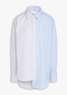 FRAME - Asymmetric two-tone striped cotton-poplin shirt - Blue - XS