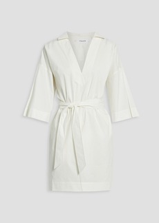 FRAME - Belted cotton-poplin mini dress - White - XS