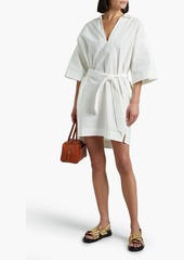 FRAME - Belted cotton-poplin mini dress - White - XS