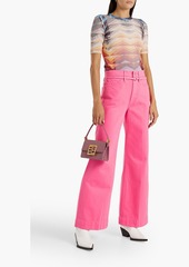 FRAME - Belted high-rise wide-leg jeans - Pink - 25
