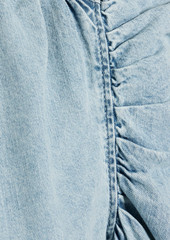 FRAME - Belted ruched denim mini dress - Blue - XS