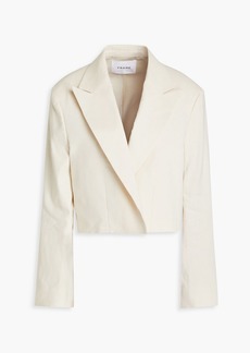 FRAME - Clean cropped linen-blend twill blazer - Neutral - S