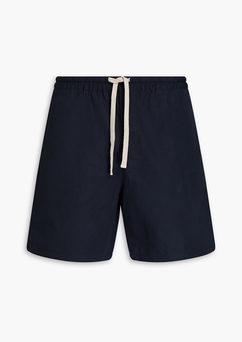 FRAME - Cotton and linen-blend drawstring shorts - Blue - S