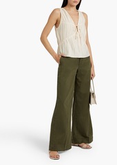 FRAME - Cotton-blend twill wide-leg pants - Green - 29