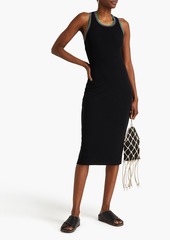 FRAME - Crocheted lace-trimmed ribbed jersey midi dress - Black - M