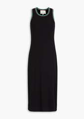 FRAME - Crocheted lace-trimmed ribbed jersey midi dress - Black - L