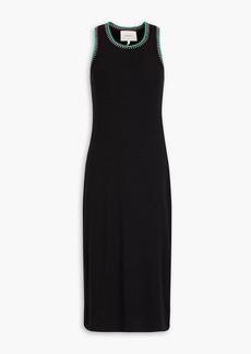 FRAME - Crocheted lace-trimmed ribbed jersey midi dress - Black - S