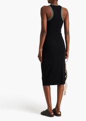 FRAME - Crocheted lace-trimmed ribbed jersey midi dress - Black - M