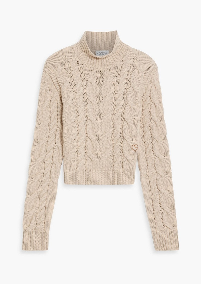 FRAME - Cropped cable-knit merino wool turtleneck sweater - Neutral - M