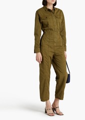 FRAME - Cropped cotton-twill jumpsuit - Green - XS