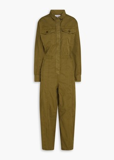FRAME - Cropped cotton-twill jumpsuit - Green - XS