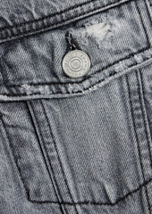 FRAME - Cropped distressed denim jacket - Gray - L