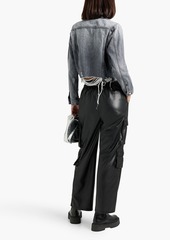 FRAME - Cropped distressed denim jacket - Gray - XL