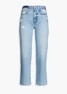 FRAME - Cropped distressed high-rise straight-leg jeans - Blue - 25