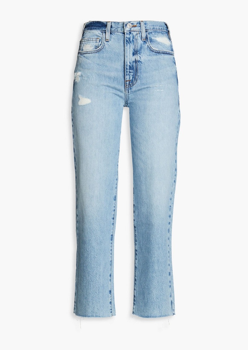 FRAME - Cropped distressed high-rise straight-leg jeans - Blue - 29