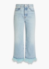 FRAME - Cropped feather-embellished high-rise straight-leg jeans - Blue - 23