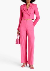 FRAME - Cropped linen-blend blazer - Pink - XS