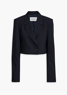 FRAME - Cropped pinstriped woven blazer - Blue - XS