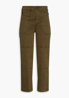FRAME - Cropped stretch-cotton twill cargo pants - Green - 29