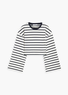 FRAME - Cropped striped cotton-jersey top - Blue - L