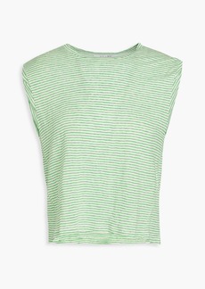 FRAME - Cropped striped linen-jersey tank - Green - S