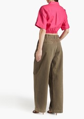 FRAME - Cropped twisted linen-blend shirt - Pink - XS