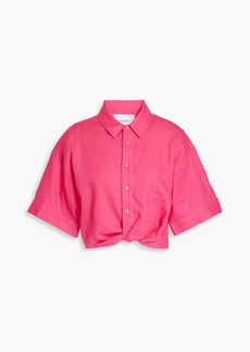 FRAME - Cropped twisted linen-blend shirt - Pink - XS