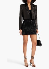 FRAME - Crystal-embellished denim mini skirt - Black - 25