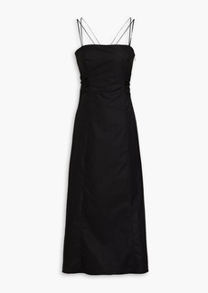 FRAME - Cutout cotton-blend poplin midi dress - Black - XS
