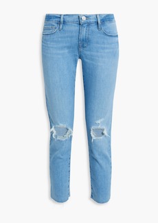 FRAME - Distressed high-rise straight-leg jeans - Blue - 24